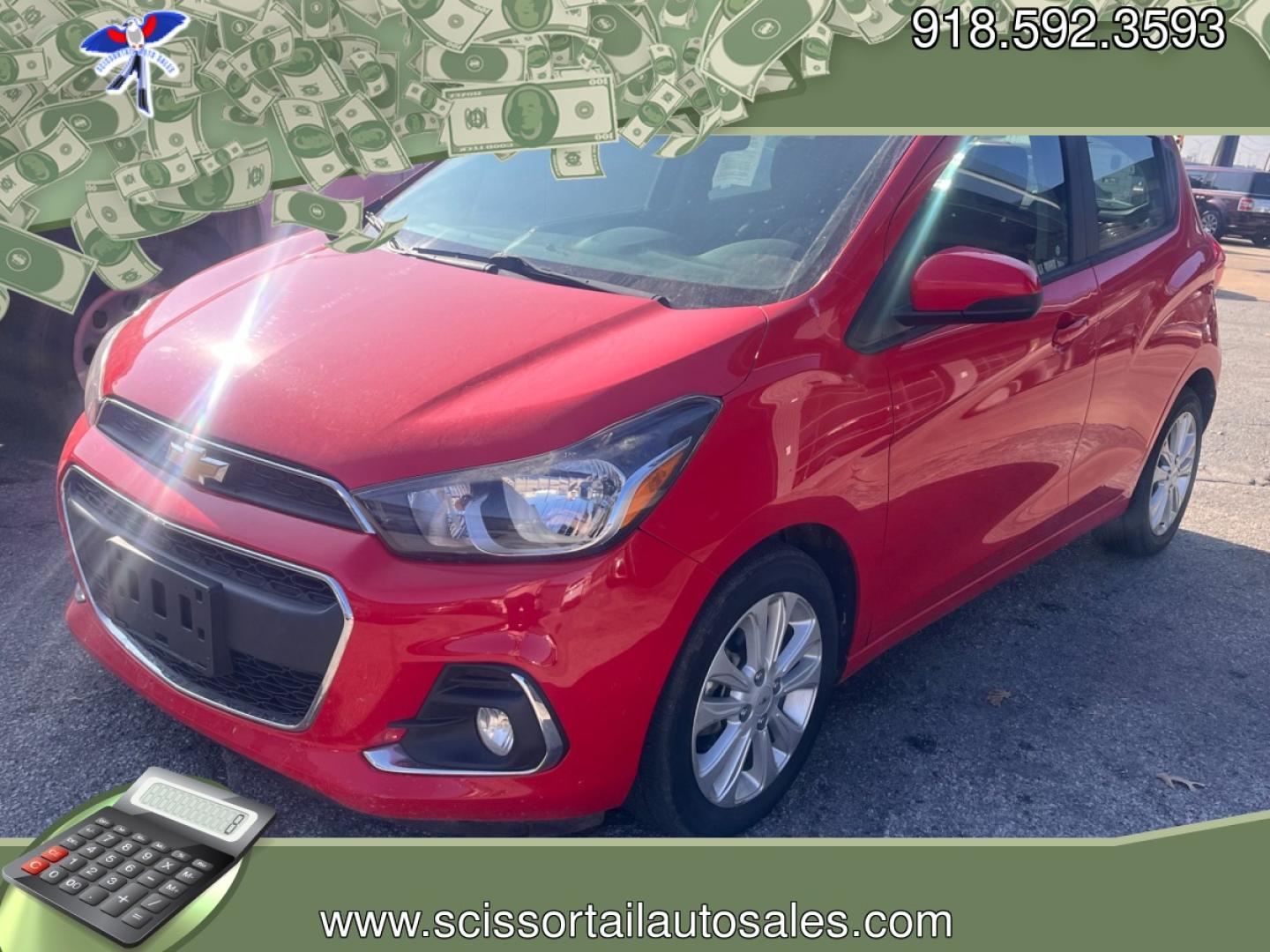 2017 RED CHEVROLET SPARK 1LT 1LT CVT (KL8CD6SA9HC) with an 1.4L L4 16V DOHC engine, CVT transmission, located at 8101 E. Skelly Dr., Tulsa, OK, 74129, (918) 592-3593, 36.121891, -95.888802 - Photo#0